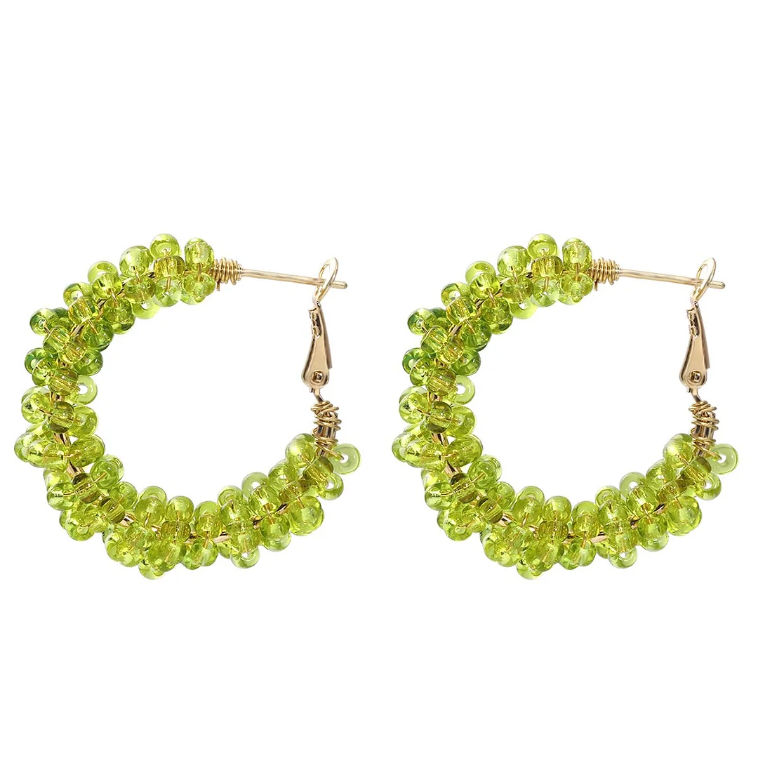 Dvacaman Bohemian Multicolor Beaded Hoop Earrings For Women Handmade Seed Beads Earrings Gold C-Shaped Jewelry Wholesale Brincos