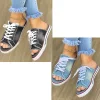 Gioiacombo&trade; Sandali piatti casual in denim con bocca di pesce primavera/estate