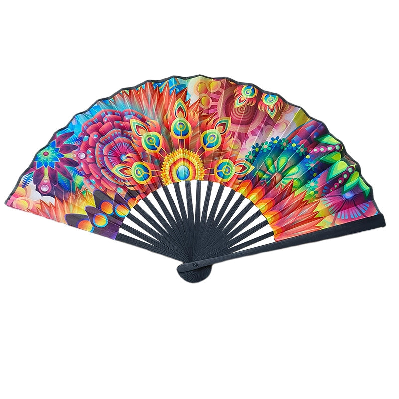 Halloween Chinoiserie Leopard Skull Bamboo Fan Fans & Heating
