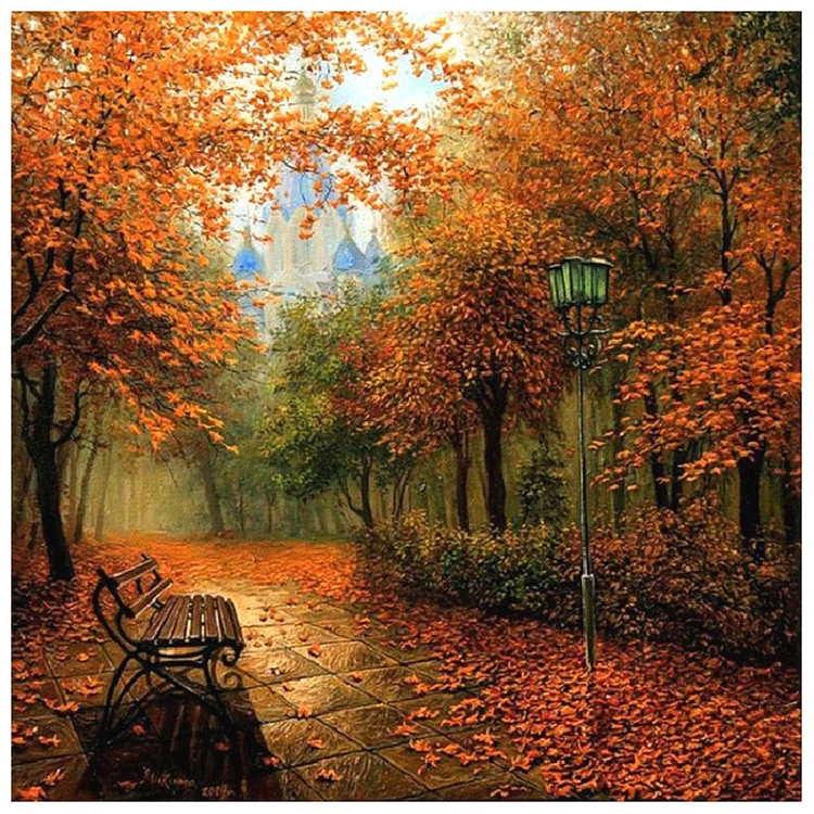 Autumn Maples Scenery Round Full Drill Diamond Painting 30X30CM(Canvas) gbfke