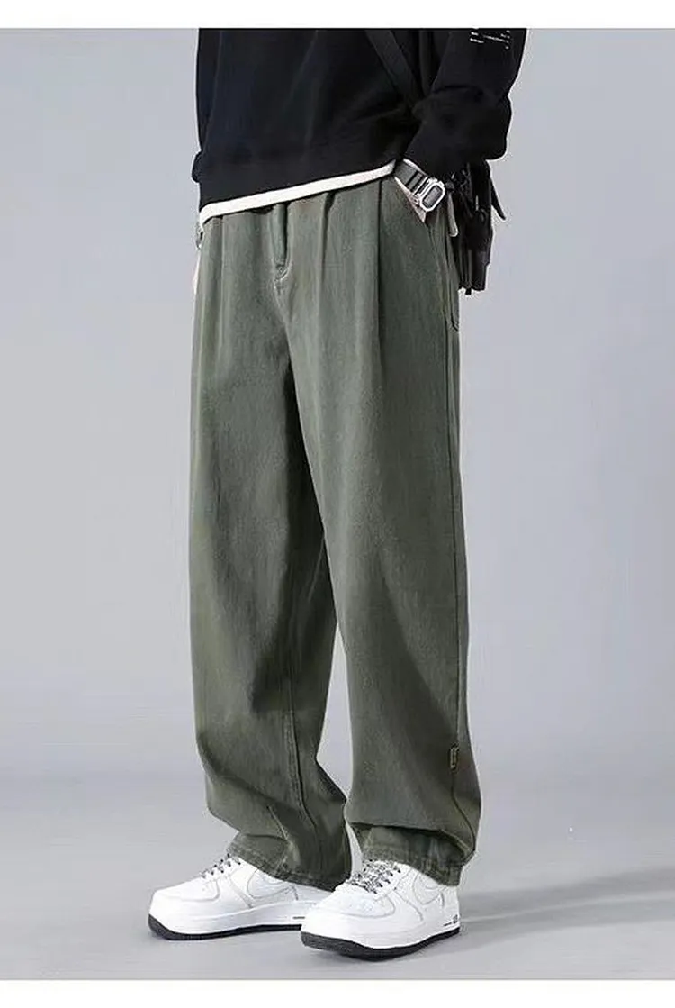 Retro Workwear Hoodie with Wide Leg Sweatpants for Men