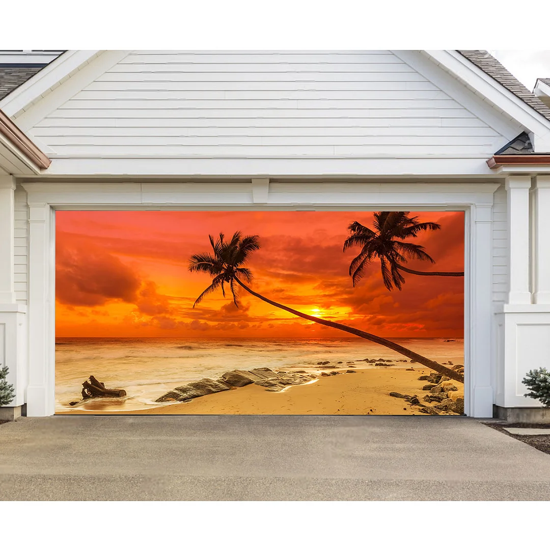 Beach Sunset - Nature Scenery Garage Door Banner