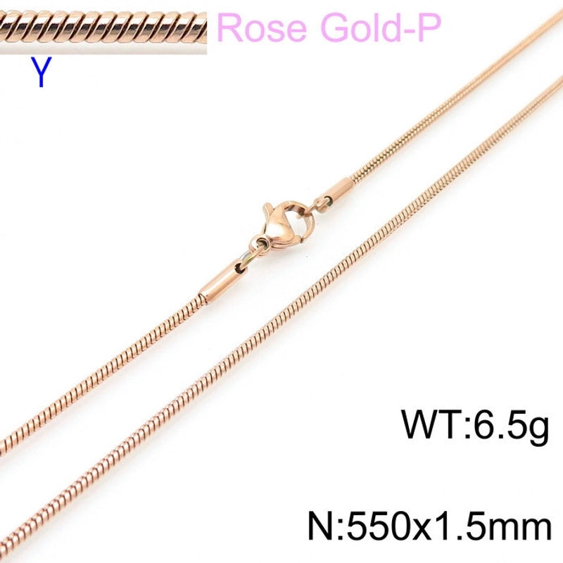 Jewelry Classic Style Solid Color Titanium Steel 18K Gold Plated Chain Necklace