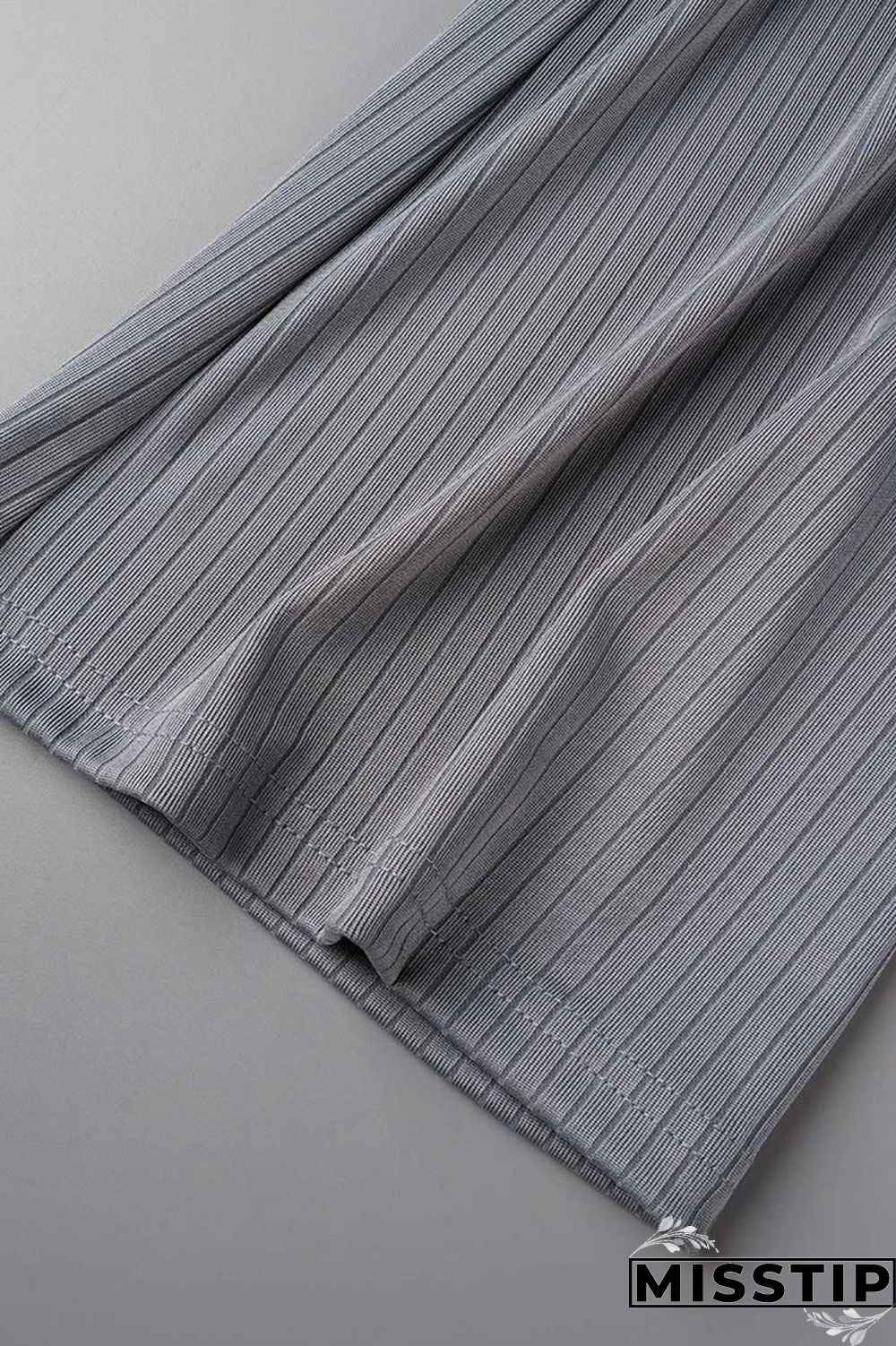 Grey Sexy Solid Patchwork Asymmetrical Turtleneck Sleeveless Two Pieces