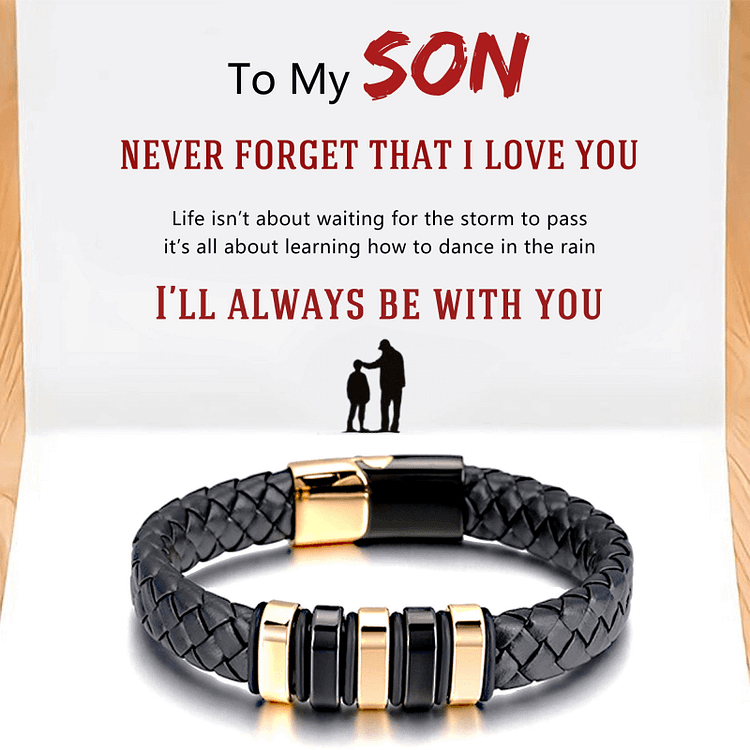 For Son - Never Forget That I LOVE YOU Leather Bracelet