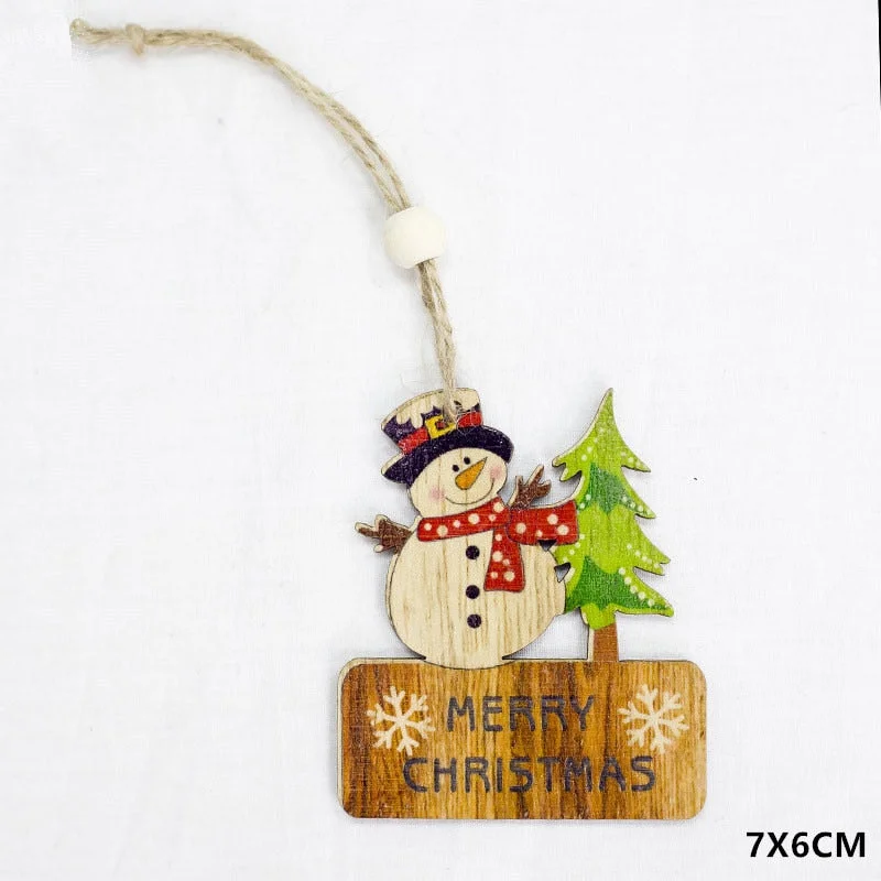 2022 New Year Xmas Elk Wood Craft Christmas Tree Ornament Noel Christmas Decoration for Home Wooden Pendant Navidad 2021 Gift