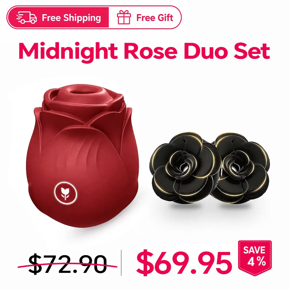 Black Amora Rose Clit Suction Massager