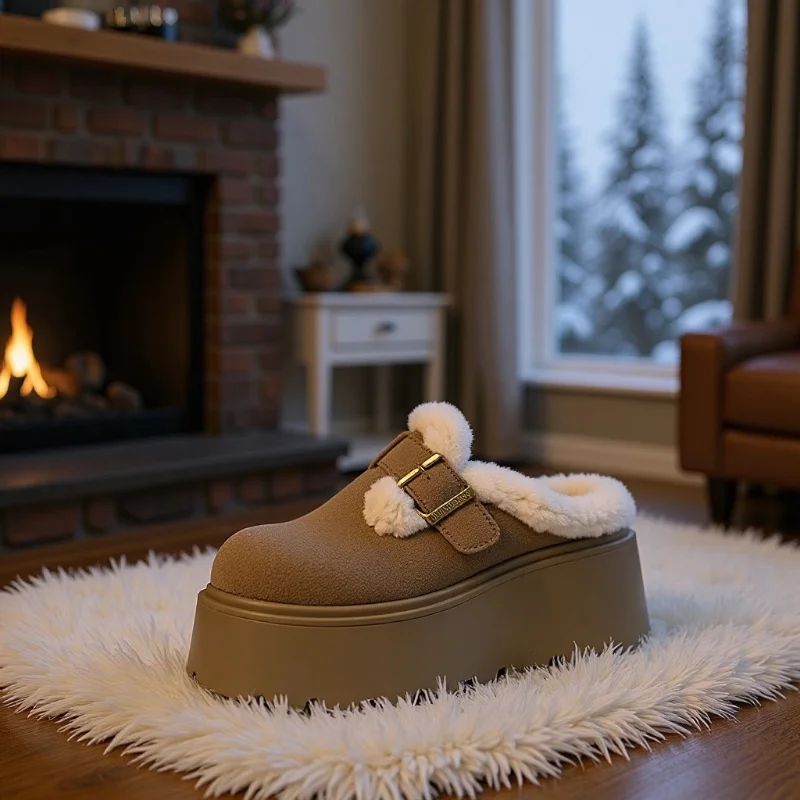 Sdrawing Sdrawing And Velvet Bag Head Half Drag Woman 2025 Autumn And Winter New Fashion Wear Leisure Woolen Cotton Drag