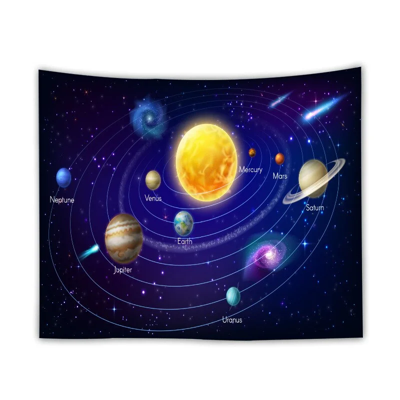 Planets Outer Space Galaxy Universe Printed Tapestries Wall Hanging Mural for Bedroom Living Room Dorm Home Decoration