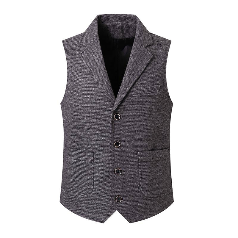 Men's Casual V-Neck Single-Breasted Patch Pocket Vest