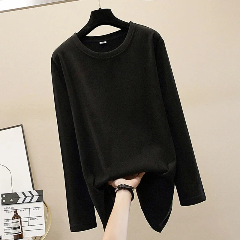 NEEDBO T shirt Women 100% Cotton Long Sleeve 4XL Oversize Sexy Casual t-shirt Women Korea Loose Full Tee Shirt Femme 2020 Tops