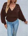 Pearls Decor Batwing Sleeve Sweater