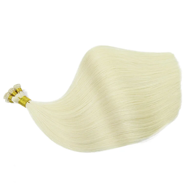 Hand Tied Hair Weft Exension #613 Platinum Blond 100Gram Per Pack
