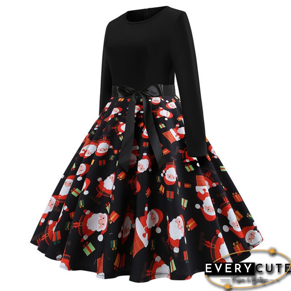 6 Styles Fashion Lady Autumn and Winter Xmas Clothes Christmas Costume Casual Long Sleeve Halloween Print Party Dress Plus Size