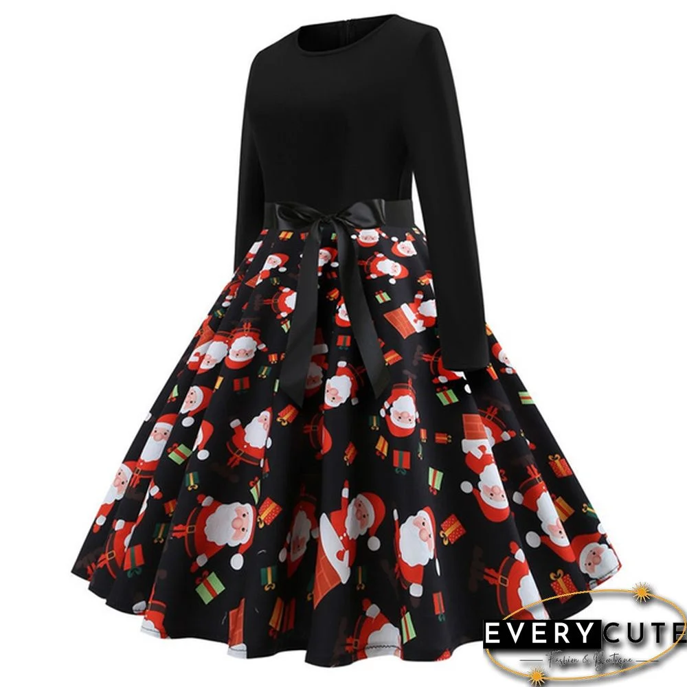 6 Styles Fashion Lady Autumn and Winter Xmas Clothes Christmas Costume Casual Long Sleeve Halloween Print Party Dress Plus Size