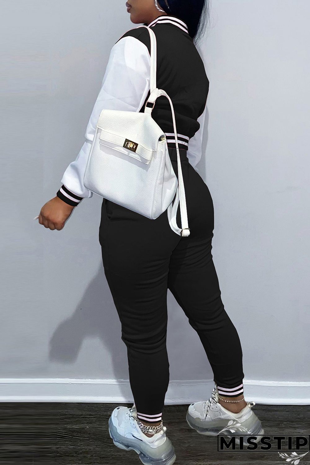 Coffee Fashion Casual Patchwork Letter Long Sleeve Two Pieces