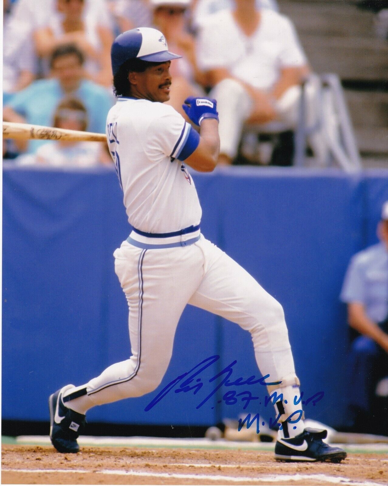 GEORGE BELL TORONTO BLUE JAYS 87 AL MVP ACTION SIGNED 8x10