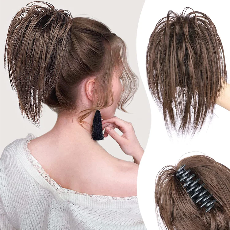 2024 Messy ponytail clip extends hair--High temperature wire