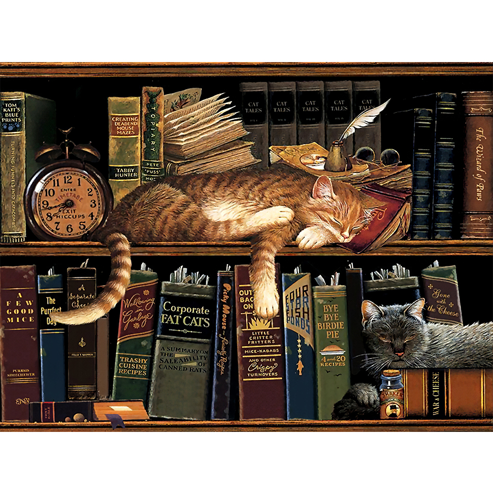 

50*40CM - Round Drill Diamond Painting - Cat, 501 Original
