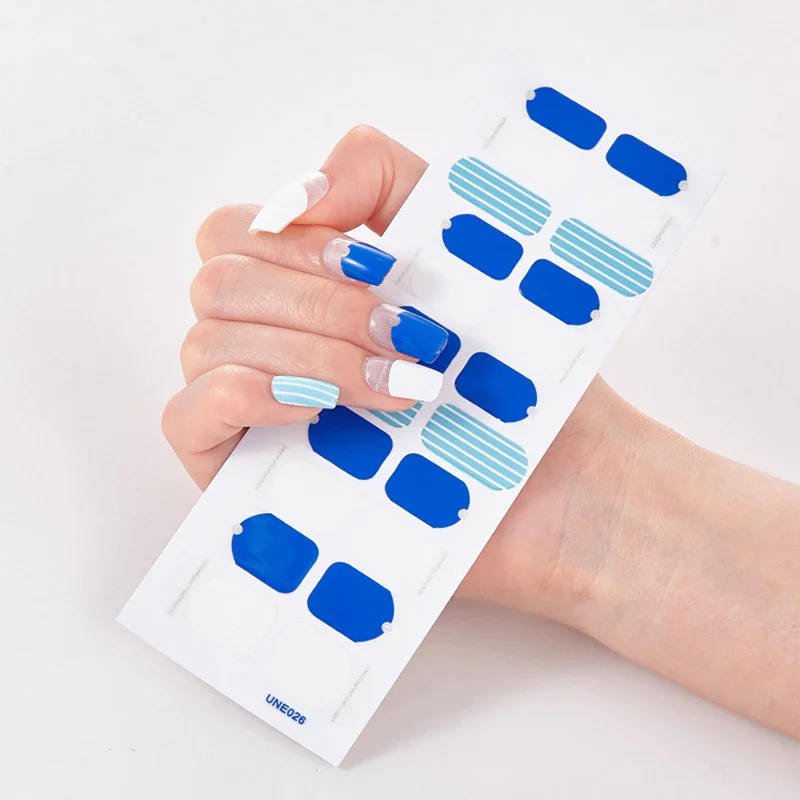Churchf Fashionable Blue Diamonds Nail Art Stickers Collection Manicure DIY Nail Polish Strips Wraps for Party Decor-Nail Inspo