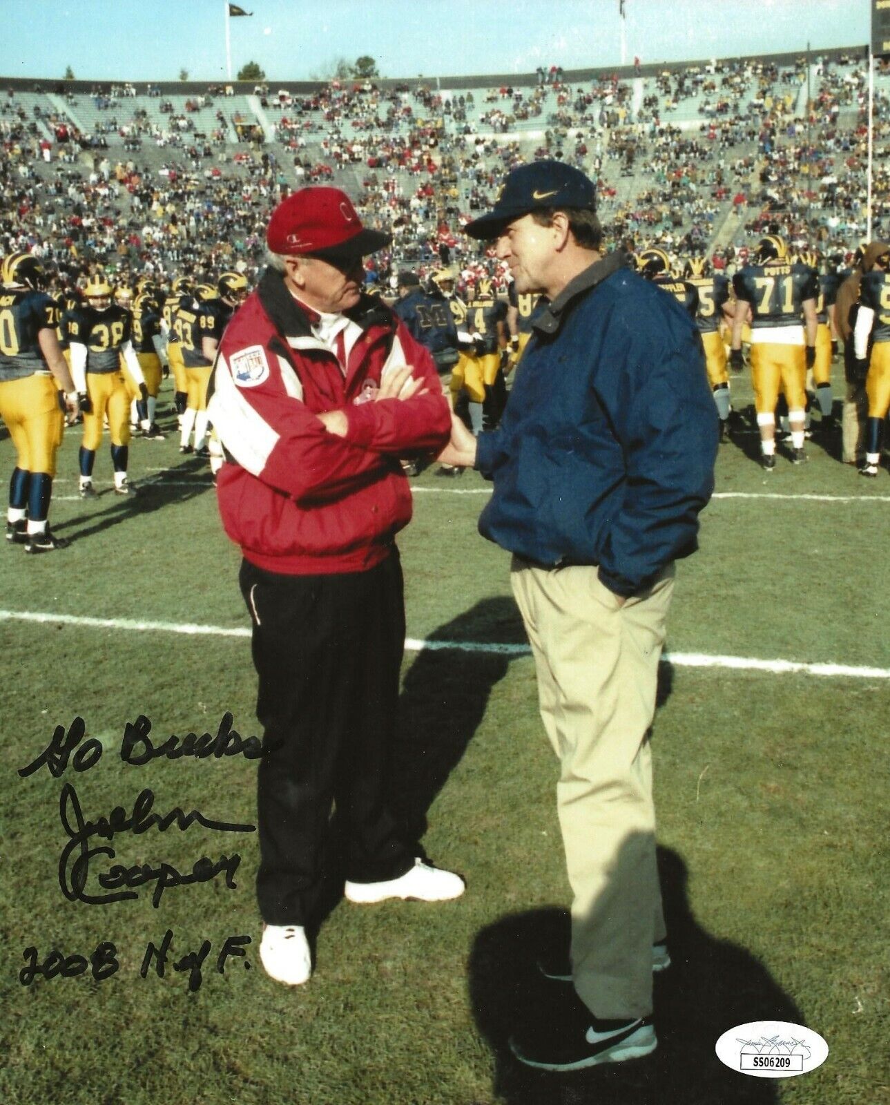 John Cooper signed Ohio State Buckeyes 8x10 Photo Poster painting autographed W/ CHOF Ins 3 JSA