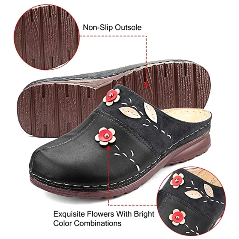 miaoguan 2021 New Women Clogs Sandals Ladies Comfort Closed Toe Wedges Platform Shoes Flower Slipper Summer Slipper Women Shoes