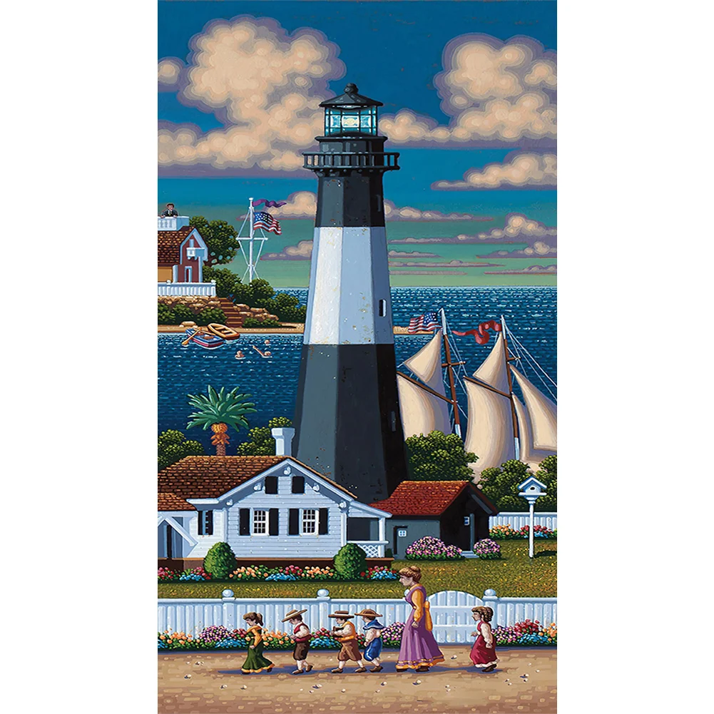 2pcs/Set Diamond Painting - Full Round Drill - Lighthouse(Canvas|30*60cm)