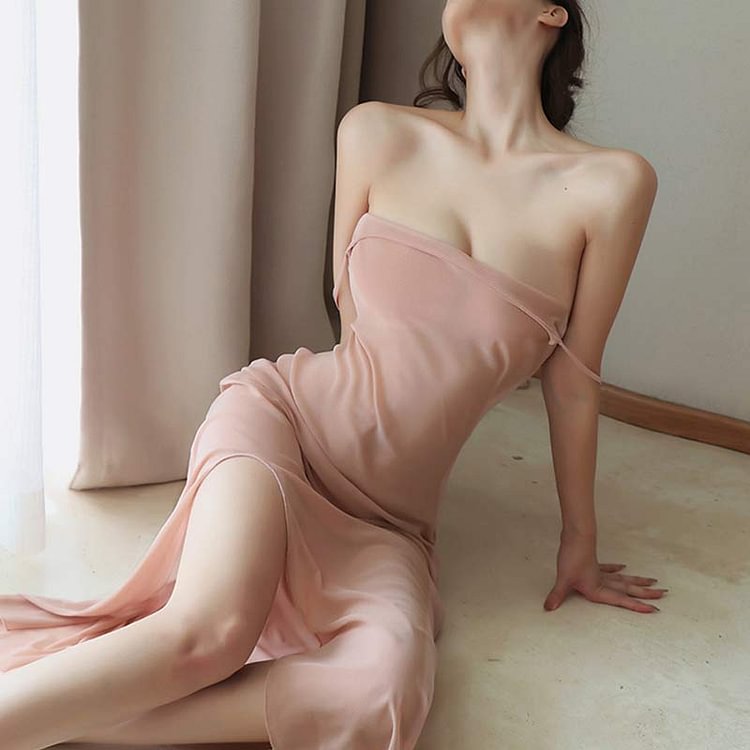 Sexy Pure Color Lingerie Silp Dress Set - Modakawa Modakawa