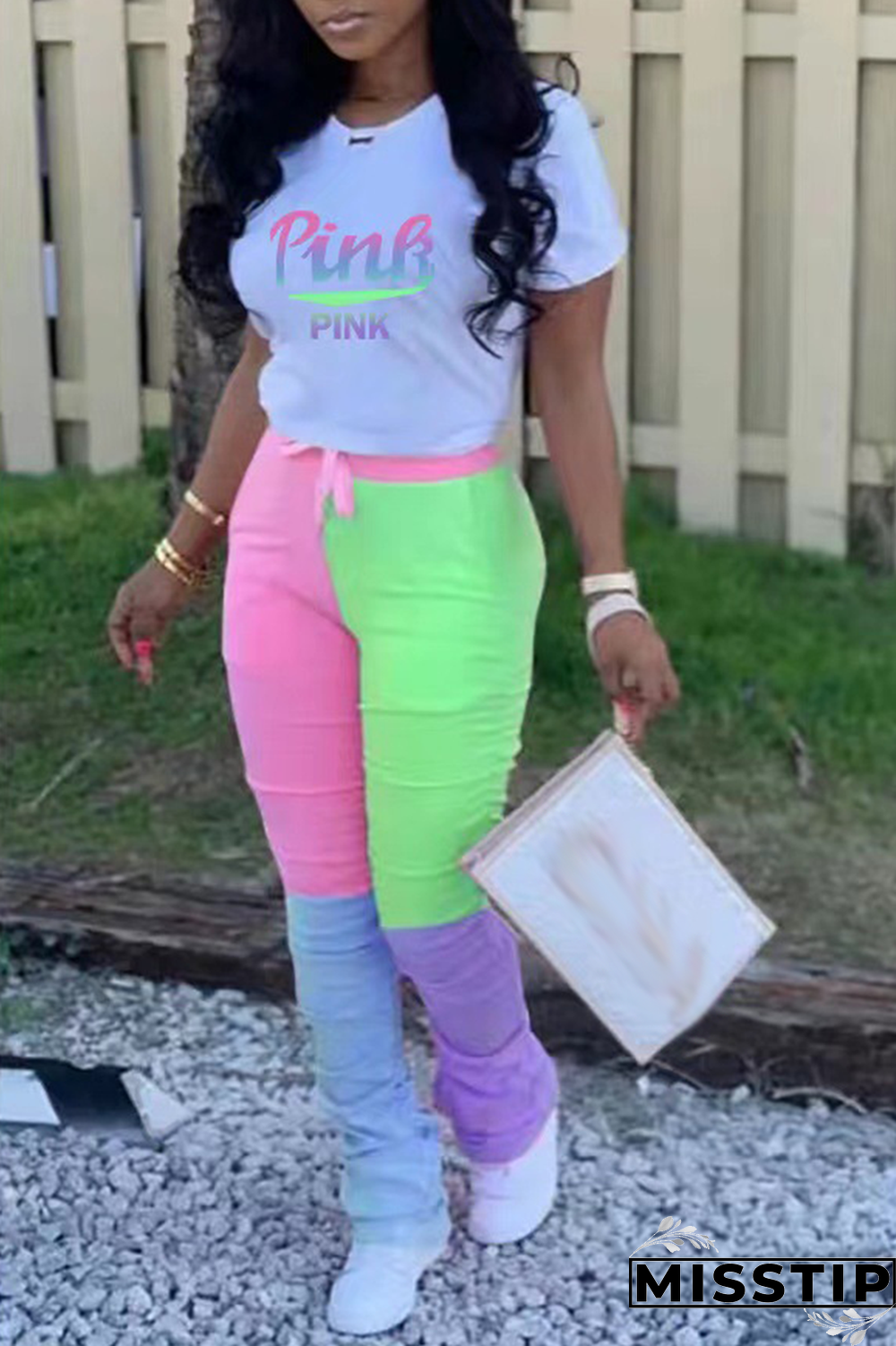 Orange Casual Print Patchwork O Neck Short Sleeve Two Pieces