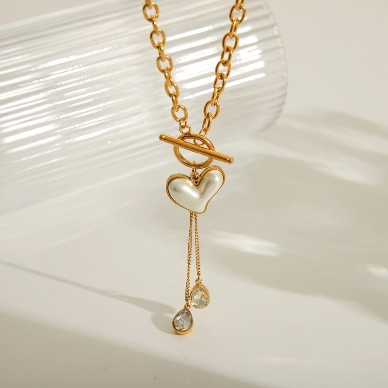 Vintage Style Classic Style Heart Shape 304 Stainless Steel Acrylic 18K Gold Plated Bracelets Necklace
