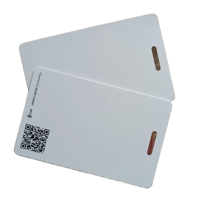Blank white Printable NFC Badge Card with slot hole