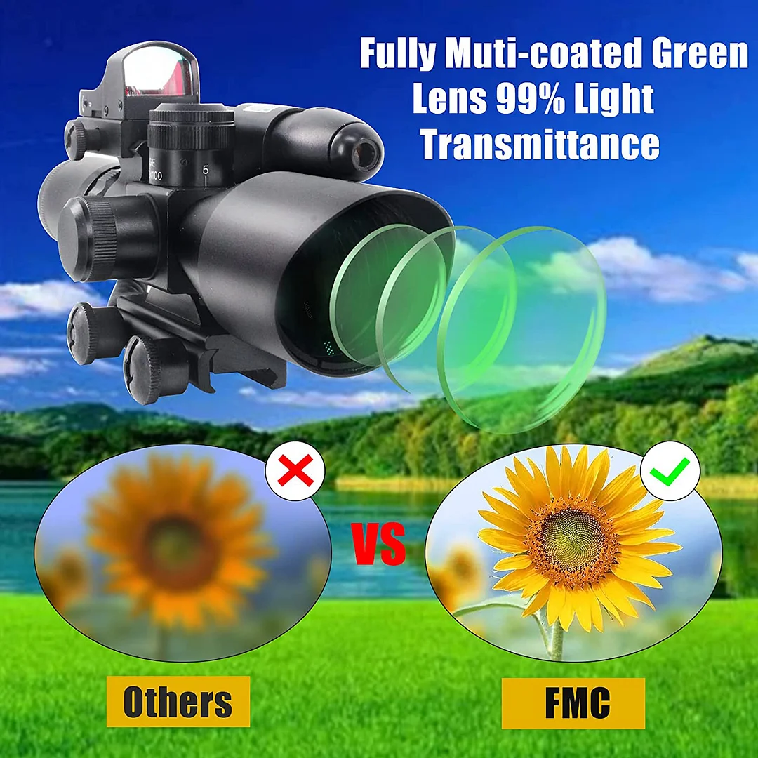 ohhunt® 2.5-10x40 Combo Rifle Scope, Dual Illuminated Mil-dot Reticle, W/Mini Reflex 3 MOA Red Dot Sight and Laser Sight