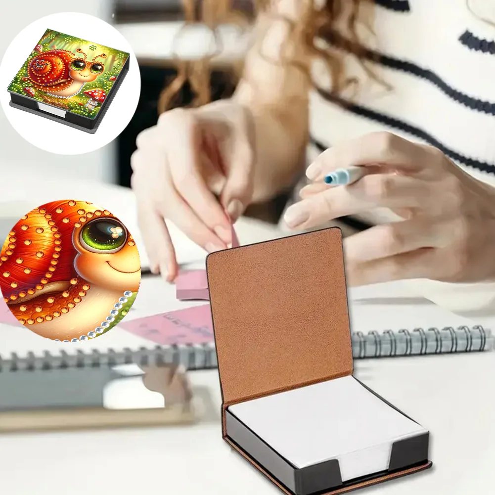 PU Snail Diamond Painting Notecard Box with Papers for DIY Art Craft