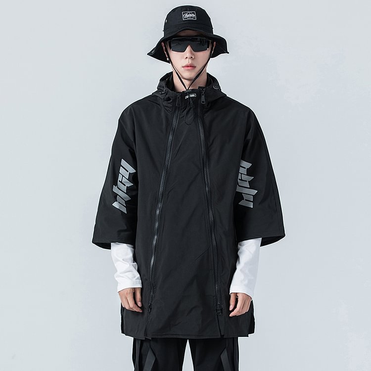 Dawfashion-Original Dark Wind In The Long Three-quarter Sleeve Cloak Cloak Hooded Black Jacket Jacket-Yamamoto Diablo Clothing