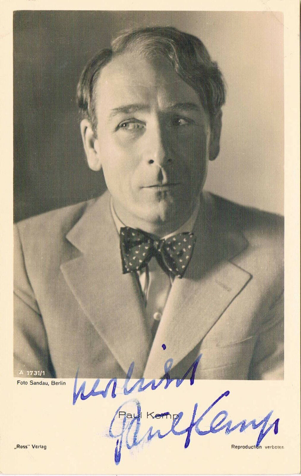 Paul Kemp 1896-1953 autograph signed postcard Photo Poster painting 3.5x5.5 German actor