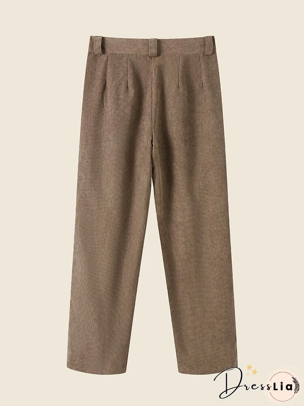 High Waist Corduroy Solid Pocket Casual Women Pants