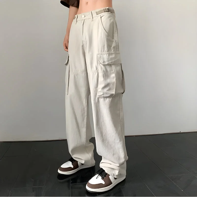 Brownm Belt Detailed Baggy Cargo Pants