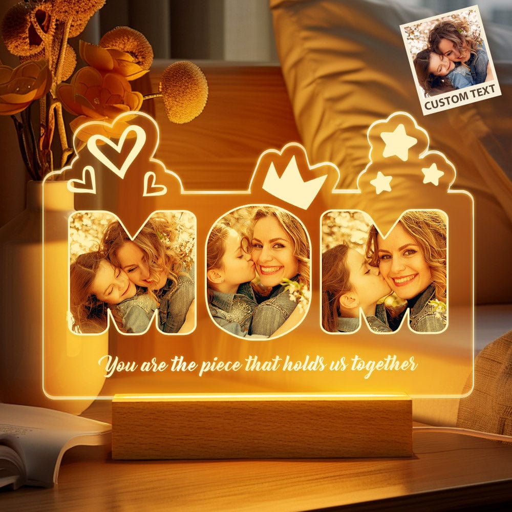 Loveyoufancy Custom Acrylic Night Light Personalized Mom Photo Lamp Mother's Day Gifts