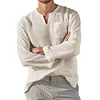 Gioiacombo&trade; Camicie a maniche lunghe in lino casual da uomo di vendita calda