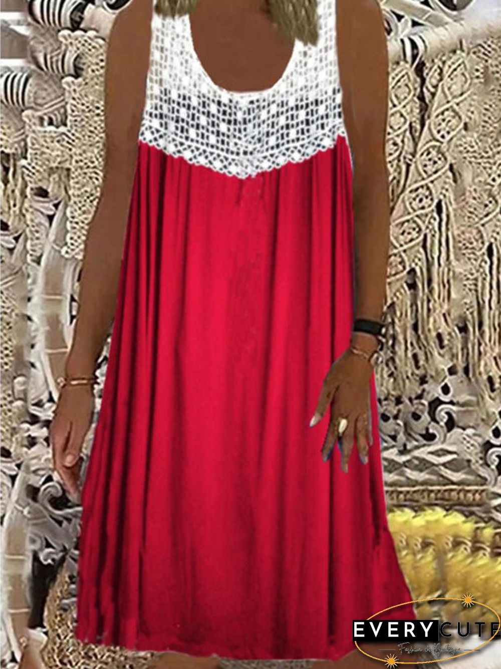 Women'S Dresses Round Neck Sleeveless Casual Dress