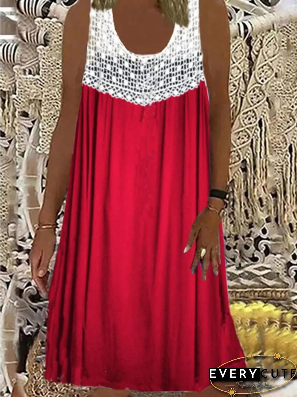 Women'S Dresses Round Neck Sleeveless Casual Dress