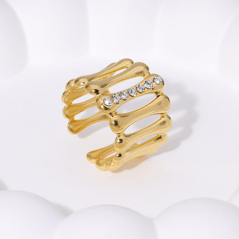 Open Ring Stripe Geometric Stainless Steel Electroplating Rings