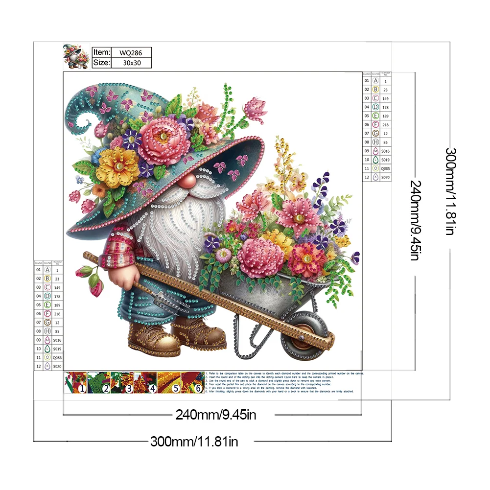 Diamond Painting - Partial Special Shaped Drill - Flower Gnome(Canvas|30*30cm)