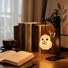 Glowing Owl Metal Bookend Lamp Iron Shelf Organizer Vintage Style