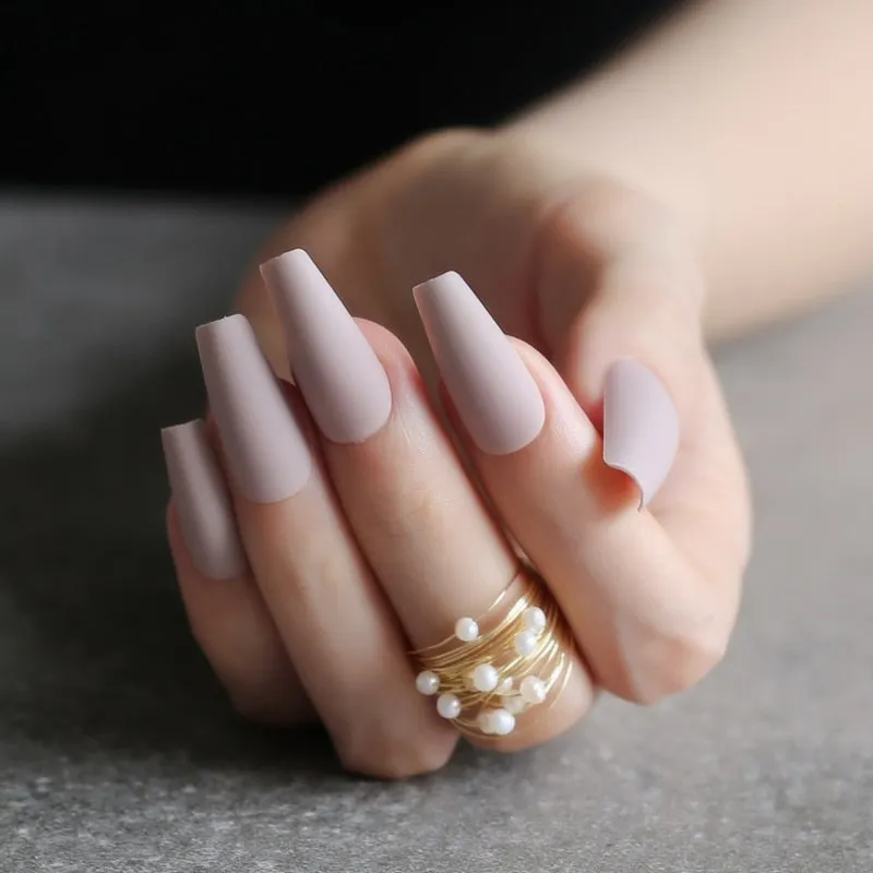 INS Ballet Matte Fake nails red Long Salon art coffin false nails yellow Ruby square 24pcs wedding nails Burgundy-Nail Inspo