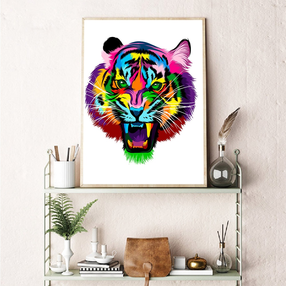 tiger Landscape Poster Vintage Art Print Canvas Painting Picture Video Game Wall Pictures Print For Gamer Room Decoration