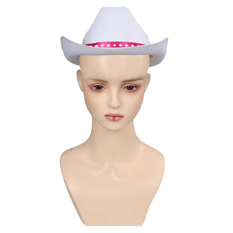 Kids Children Barbie 2023 Margot Robbie Barbie White Western Cowboy Hat Cosplay Cap Accessories