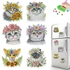 6Pcs Blume Katze - 5d DIY Handwerk Aufkleber Magnet