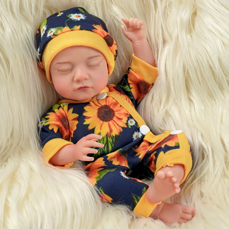 Babeside Star 12'' Realistic Reborn Baby Doll Infant Adorable Sleeping Boy Yellow Sunflower