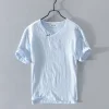Cotton Linen Comfortable Loose Short-sleeved T-shirt